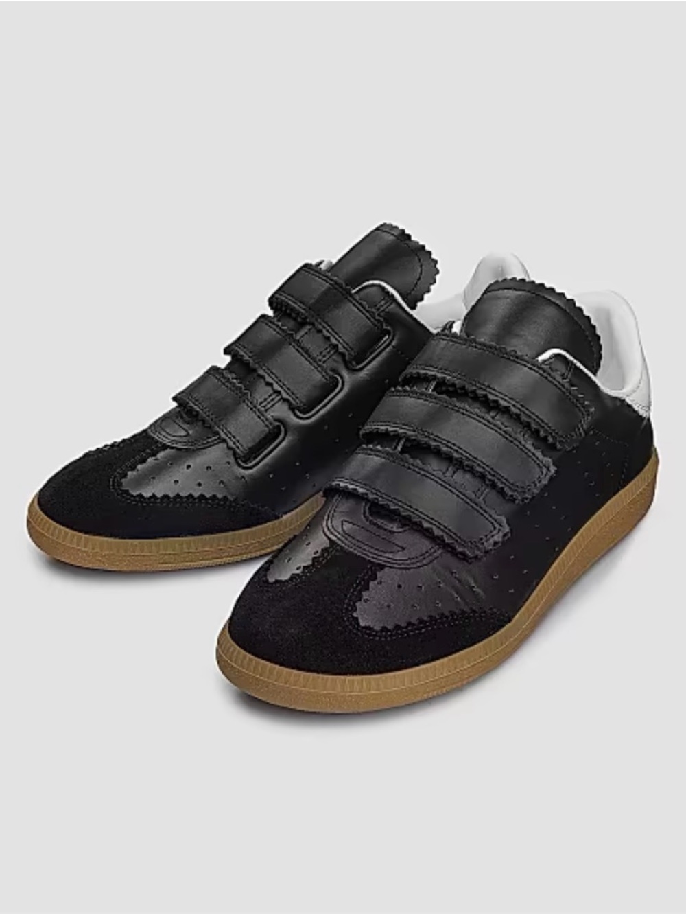 Isabel Marant Black Leather Velcro BETH Sneakers with Gum Sole - Picture 2 of 4